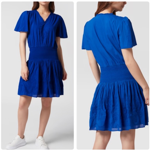 NWT Lauren Ralph Lauren Blue Embroidered Dress Size 6 - Picture 1 of 12